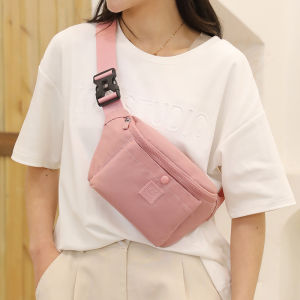 K-style Fashion Womens Ins Trendy Pure Color Chest Bag Casual South Korea Minimalist Big Belt Bag Waterproof Trendy Mobile Phone Bag