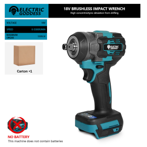 Electric Goddess 500N.M Cordless Electric Impact Wrench Brushless Motor High Power Wrench Power Tools For Makita 18V Battery