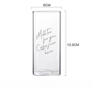 แก้วน้ำทรงสี่เหลี่ยมโปร่งใส KAWASIMAYA สำหรับผู้หญิง แก้วน้ำกาแฟ นม น้ำผลไม้ ใช้ในบ้าน แก้วน้ำที่ทนต่อความร้อน