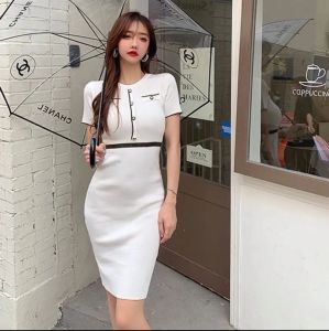 Korean knitted fashion shortsleeve dress/summer dress womens fashion official dress casual fit