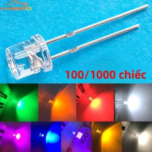 100/1000 Chiếc 5 Mm Flat Top F5 Điốt Phát Sáng LED Siêu Sáng Đèn Góc Rộng Màu Trắng Đỏ Vàng Xanh Dương Xanh Màu