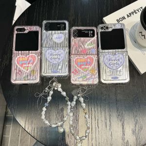 เคสโทรศัพท์มือถือ ZFlip6 ZFlip5 ZFlip4 3 ป้องกันการตกหล่น ป้องกันรอยขีดข่วน เคสแบบพับได้พร้อมขาตั้งซ่อน รูปหัวใจภาษาอังกฤษ ดีไซน์แฟชั่น