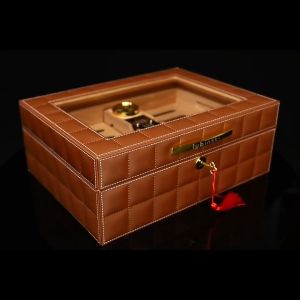 Hộp ủ Xì Gà  - Tủ bảo quản Cigar Lubinski 60 điếu - Gỗ Tuyết Tùng đồng hồ ẩm sang trọng - HMD04- H2H Phụ Kiện Cigar