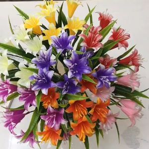Bunga lily bunga buatan artificial pot bunga aster buatan bunga tulip hias dengan batang dekorasi BG18