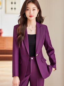 Fashionable Professional Womens Suit Set Commute Formal Outerwear Korean Style High End Career Long Pants Polyester Cotton Spandex