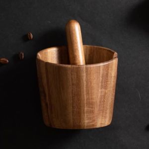 JUSTINLAU Hộp Đựng Bã Cà Phê Bằng Gỗ Nguyên Khối Có Thanh Gõ Hộp Đựng Bã Cà Phê Espresso Dành Cho Barista Tại Nhà Quán Cà Phê Phong Cách Tối Giản Hiện Đại