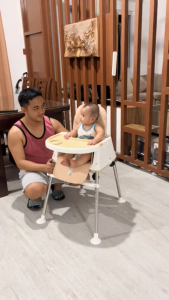 Foldable High Chair Booster Seat For Baby Dining Feeding Adjustable Height & Removable Legs