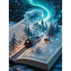 Winter Train Landscape Artwork Jigsaw Puzzle 500/1000/1200/2000PCS Stress Relief Puzzle Wall Art Decor Gift
