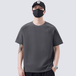 Ice Silk Jelly Cotton Heavyweight Short Sleeve T-Shirt Mens Summer 2025 New Style Casual round Neck Half Sleeve Body Shirt