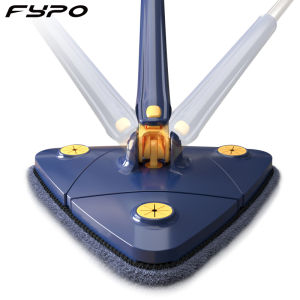 Fypo Telescopic สามเหลี่ยม Mop 360หมุนทำความสะอาด Mop สำหรับอ่างกระเบื้องทำความสะอาด Mop 130ซม. Handle Reusable Spin Mop เครื่องมือทำความสะอาดบ้าน