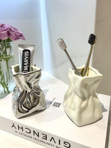 Bathroom Electric Toothbrush Holder Comb Makeup Brush Stand Storage Rack Luxury Style Creamy Element Popular for Everyone