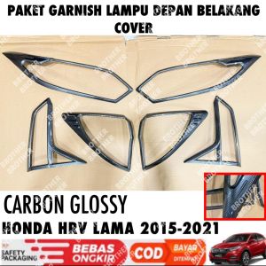 Paket Garnish Lampu Depan Belakang Honda HRV HR-V 2015 2017 2018 Carbon Glossy