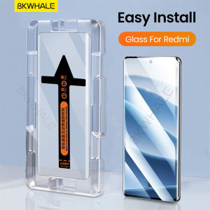 BKWHALE ติดตั้งง่าย กระจกนิรภัย สำหรับ Xiaomi Redmi Note15 Note14 Pro 15C 14C Note 15 14 13 12 11 12S 11S K60 K70E K70 K80 Ultra Note13 Pro + Turbo3 Turbo4 A5 A4 ตัวป้องกันแบบเต็มหน้าจอ