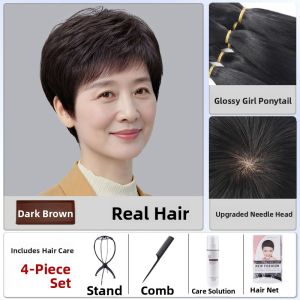 WEIWEI | Natural Real Hair Wig for Middle-aged Women