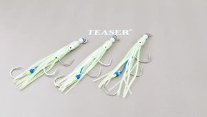 TEASER 2pc/bag High-carbon steel PE binding wire fishing hook with night light and biomimetic squid skin three-string hook