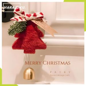 ระฆังต้นคริสต์มาสกำมะหยี่สำหรับปีใหม่จี้แขวนในร่มกลางแจ้งของขวัญคริสมาสต์ที่บ้านอุปกรณ์ตกแต่งบรรยากาศ