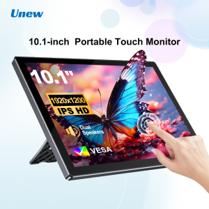 Unew | Unew 10.1 inch IPS Touch Portable Monitor - 1920x1200 5-Point Touchscreen Dual Speaker Type-C/HDMI Compatible with Car Comp