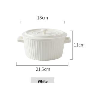 Lidded Double-ear Ceramic Soup Bowl Large