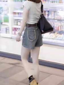 High Waist Denim Shorts Womens Summer New Style Thin Edge Casual Wear Hole Punching Hot Pants Blue Denim Short Length