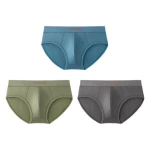 กางเกงชั้นในชายทรงสามเหลี่ยมเอวกลางระบายอากาศได้ดี กางเกงขาสั้นผ้าฝ้ายผสมโพลีเอสเตอร์ระบายอากาศได้ดี สวมใส่สบาย ดีไซน์เรียบง่าย