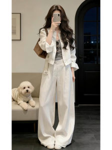 SUSIEYUAN | Korean Style Autumn Waist-Cinching Shirt and Pants Set