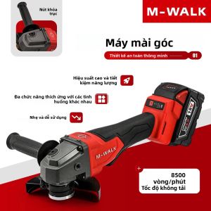 Máy Mài Góc Không Dây Điện Không Chổi Than M-WALK 125mm 3 Tốc Độ Tương Thích Với Pin Milwaukee 18V Dùng Để Cắt
