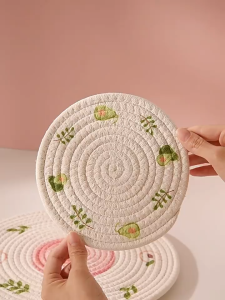 Specool® Cotton Rope Woven Heat Resistant Bowl/ Plate/ Pot Mat Non‑Slip Coaster Anti‑Scald Dining Table Protector Mats