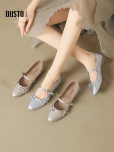 DUSTO | Pointed Toe Flat Silver Mary Jane Flats