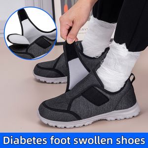 FECHENG Men or women Walking shoes suitable for gout foot swelling wide foot deformed foot toe valgus Lightweight breathable Non Slip Hook Loop elderly walking shoes