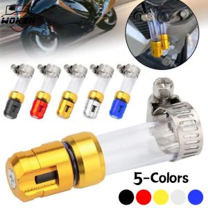【WOKEN】5PCS Universal Colorful Motorcycle Air Filter Drain Pipe Durable Alloy with Valve Head Plug Motorcycle Scooter Modification Accessories