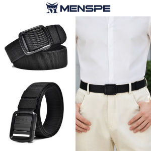 MENSPE Men Sports Belt Outdoor Nylon Belt Adjustable Belt Rotating Buckle Nylon Waistband Double-Sided Black Belt Youth Sports Canvas Pant Belt Simple Nice Waistband