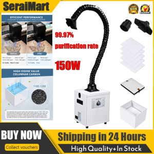 🚚 บริการจัดส่งในพื้นท้อง🚚เครื่องกรองควันเกรดเชิงพาณิชย์ Monport 150W และเครื่องสกัดควัน-ตัวกรอง H13 HEPA 3ขั้นตอนประสิทธิภาพการฟอก99.97% 45dB แอร์ปั๊มพ์เสียงเงียบพิเศษสำหรับสถานีเชื่อมเครื่องแกะสลักเลเซอร์ห้องซ่อมสร้างอุตสาหกรรม