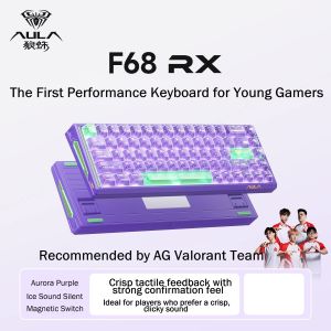 AULA | AULA F68 RX Wired Gaming Keyboard 8K Polling Rate Magnetic Switch 0.001mm RT 68 Keys 256K Scan Rate Hot-Swappable for PC Esports