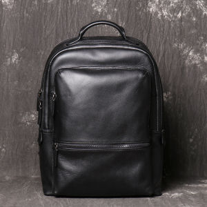 BOLIAO | Leather Mens Fashionable Versatile Black Backpack