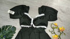 Bikini đồ bơi nữ đi biển 1 mảnh áo nữ tay bồng hàn quốc kèm mút mỏng chất liệu thun lạnh BINSPORTS BHV201