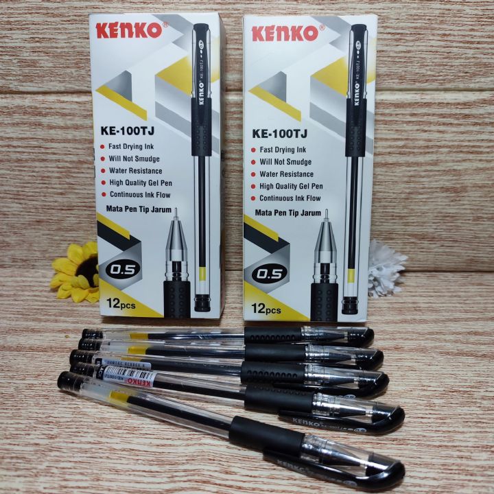Pulpen Gel KENKO KE-100 TJ 12 pcs mata jarum/ lancip
