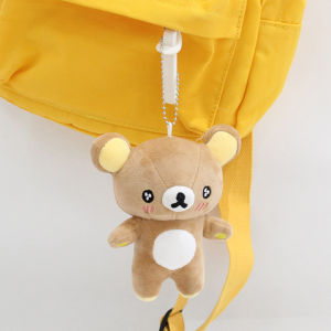 Rilakkuma Bear Plush Keychain Cute Yellow Bear Pendant Kawaii Stuffed Animal Toy Keyring Bag Charm Gift for Boys Girls Women