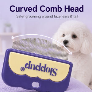 Pet Flea Comb for Cats Dogs Fine Metal Teeth Cat Grooming Brush with Curved Design Dog Fur Cleaning Kitten Loose Hair Remover