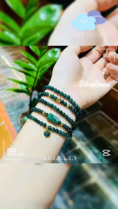 vòng tay nữ dáng chuỗi ngọc lam ngọc tự nhiên vip mix lu thống và charm hồ ly lam ngọc vip bọc vàng tây charm cầu kim tiền vàng tây vòng tay đá phong thủy. trang sức thiết kế đủ hóa đơn thẻ bảo hành