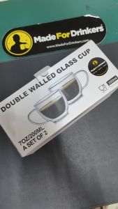 Box of 2 (200 ml) Borosilicate Double Wall Glass Cups  Double Wall Mug  Coffee Mugs Glass Tea Mugs  Tea Cups Latte Cup  Glass Coffee Mug Beer Glasses Latte Mug Clear Mugs Glass Cappuccino Cups double walled  Drinking Cup [Made For Drinkers]