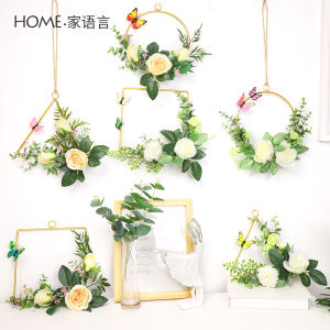 Nordic Wall Decoration Wall Hanging Garland Green Plant Punch-Free TV Background Wall U Pendant Door Small Hanging