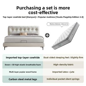 Airland | Modern Minimalist Genuine Leather Double Bed 1.8m