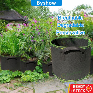 Byshow Garden Plant Grow Bags Non Woven Planting Bag Flower Pot Pots For Plants Fabric Planter Box Gardening Tools Organic Garbage Compost Bin Bonsai Fertilizer Pouch Indoor Seeding Tray For Planting Fabric Seedling Growing Vegetables And Fruits Growth