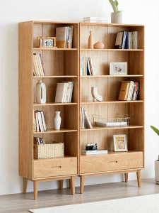 YUANSHI YUANSU | Modern Minimalist Oak Wood Bookshelf