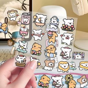 Sticker ติดโทรศัพท์มือถือแบบน่ารักและโปร่งใส 100 แผ่น ลายสุนัข ลายการ์ตูน ป้องกันน้ำ โพลีเอสเตอร์ แผ่นดินใหญ่จีนแผ่นดินใหญ่