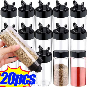 1/20PCS Clear Plastic Spice Bottles Salt Pepper Shaker Seasoning Jars Transparent Portable Large Capacity Pepper Storage Bottles
