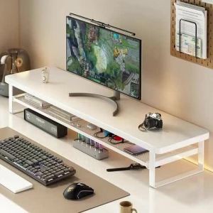 Wooden Monitor Stand Office Computer Monitor Riser Computer Monitor Desktop Storage Rack With Drawer