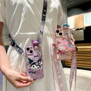 Cute Cartoon Realme True Me V60 V50 V30 Phone Case Full Cover Style with Crossbody Strap Environmental Friendly Soft Gel Shell