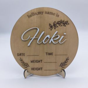 Personalized Hand-Made Natural 3d Baby Name Announcement Board Record Baby Birth Information The Best Gift For Newborns