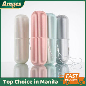 Portable Travel Toothbrush Box Non Slip Strip Storage Box Travel Straw Toothpaste Box Round Bathroom Mouthwash Cup Toothbrush Toothpaste Rack Storage Box Travel And Daily Use Organizer Household Storage Cup Bathroom Accessories (Grey/Blue)